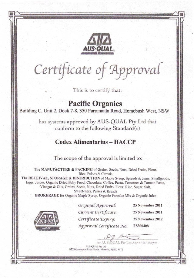 Organic Certificate